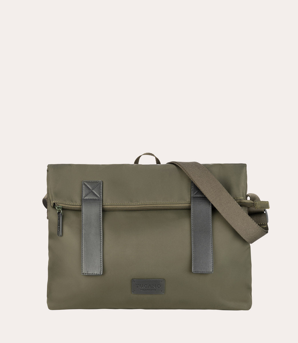 Fold Messenger Bag Verde militare, vista frontale