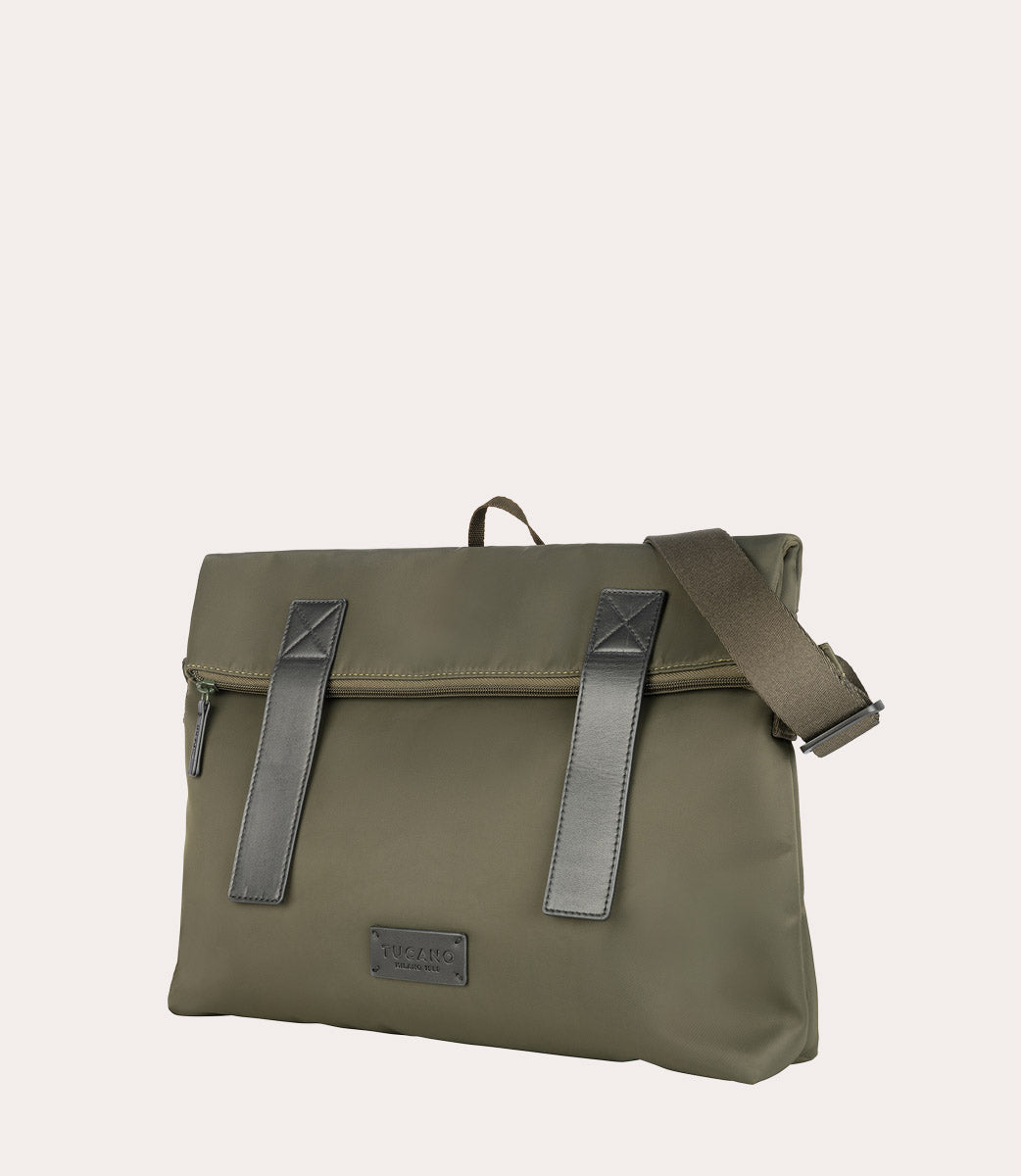 Fold Messenger Bag Verde militare, vista laterale