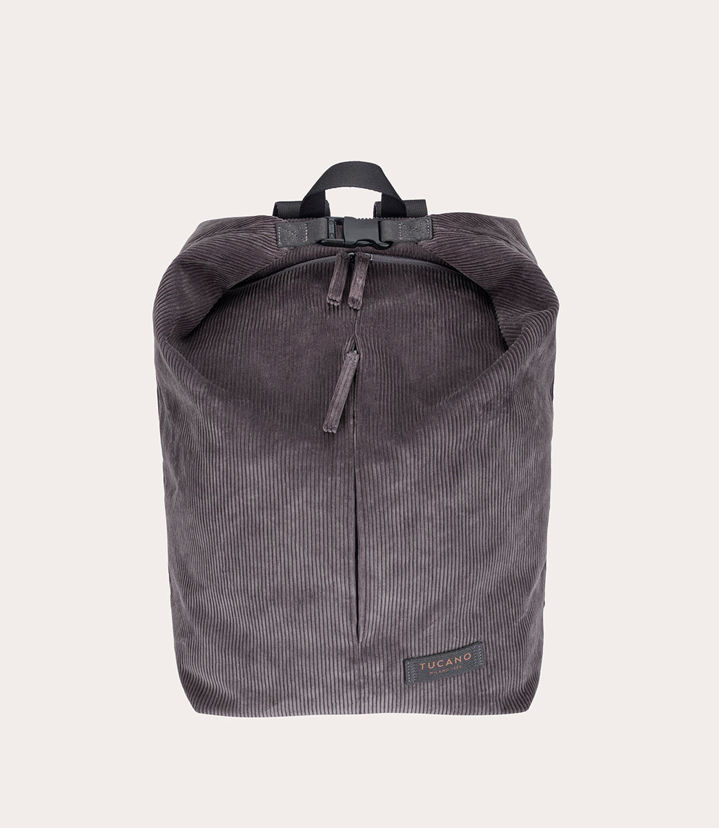 Carry Corduroy Backpack Grigio, vista frontale