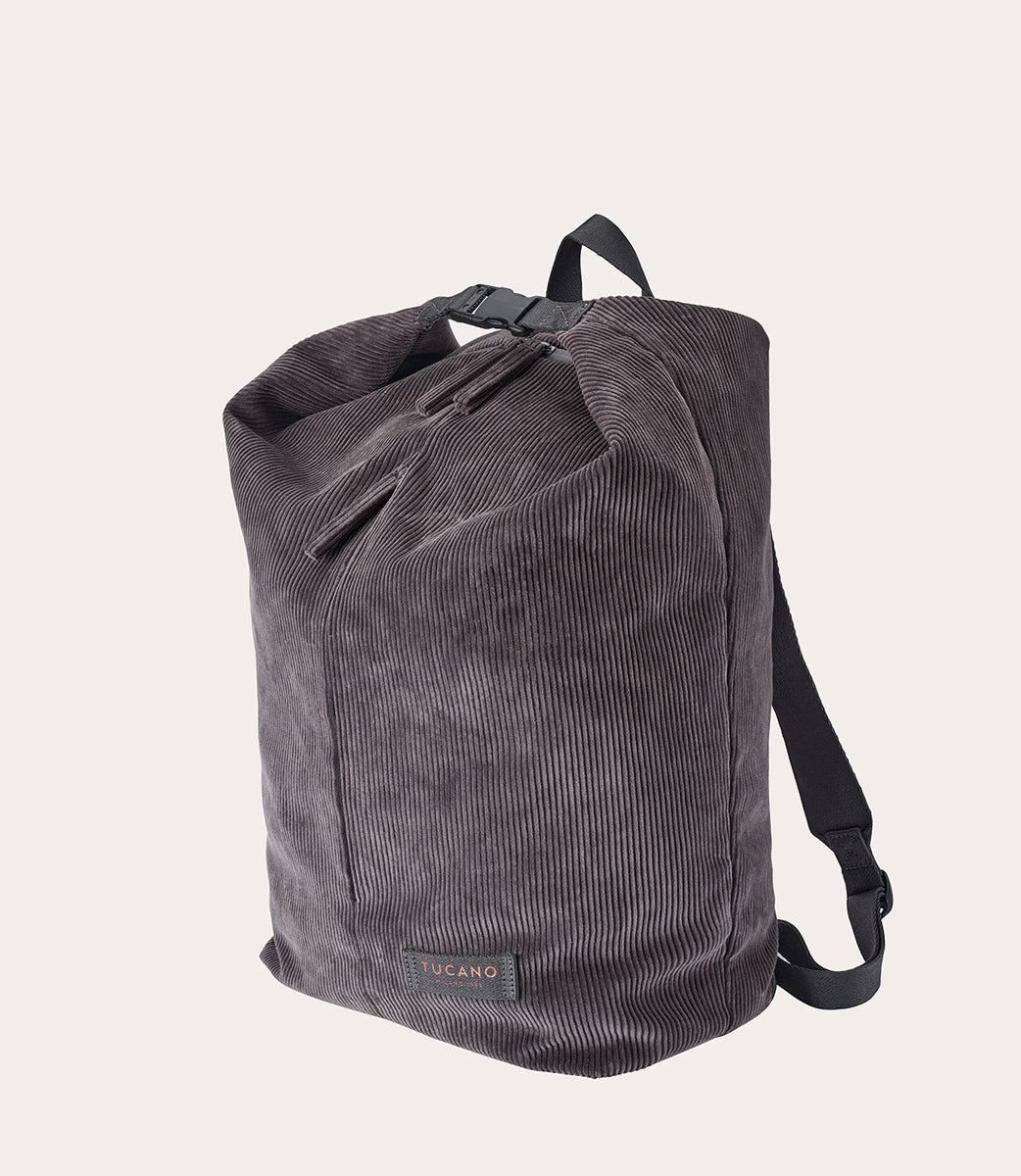 Carry Corduroy Backpack Grigio, vista posteriore
