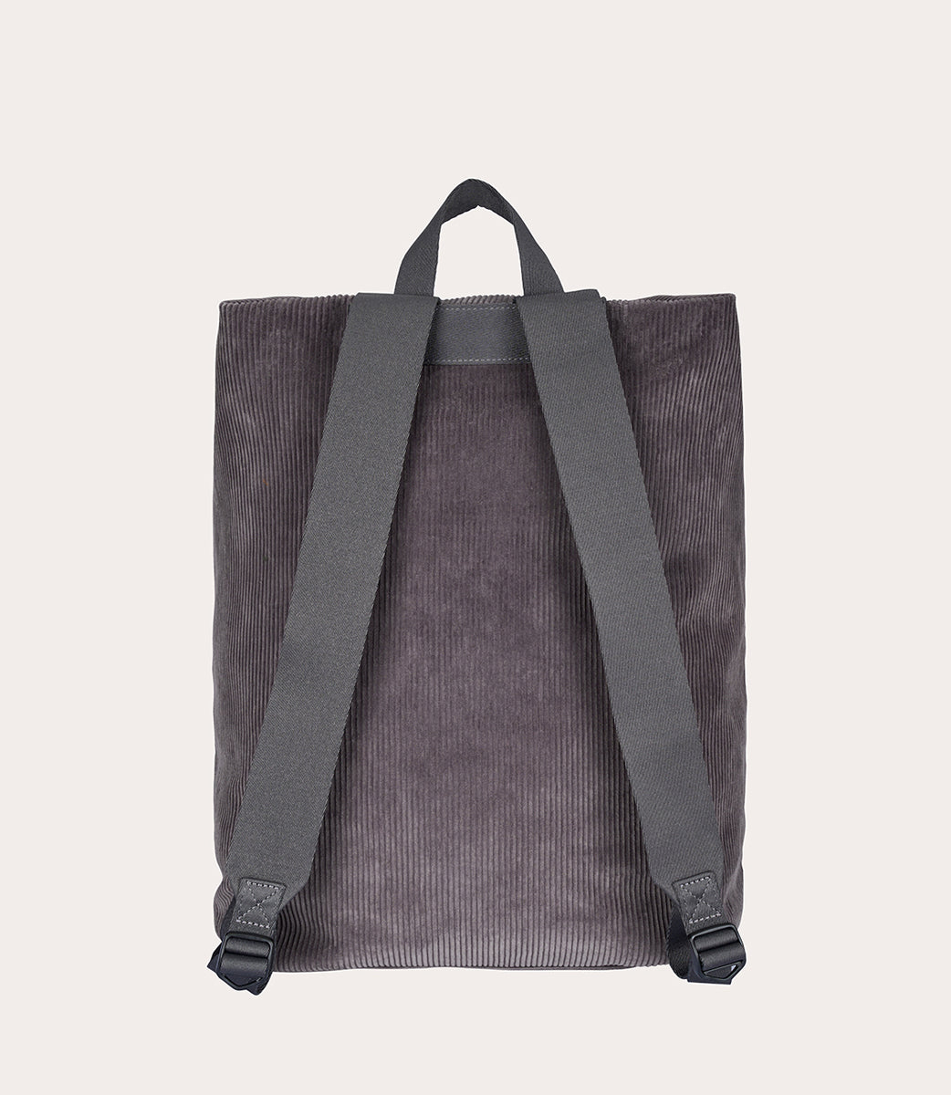 Carry Corduroy Backpack Grigio, vista laterale