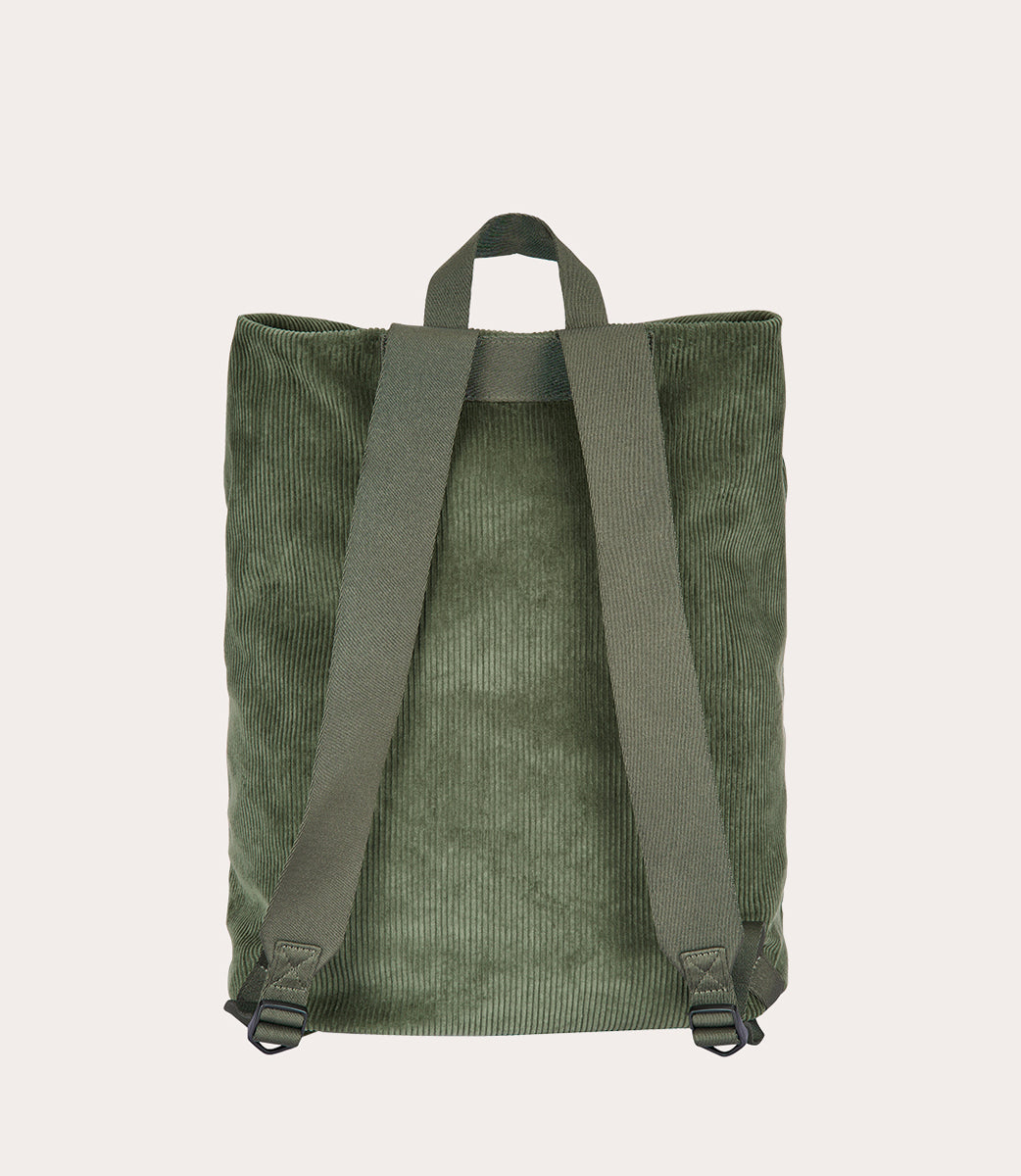 Carry Corduroy Backpack Verde, vista laterale