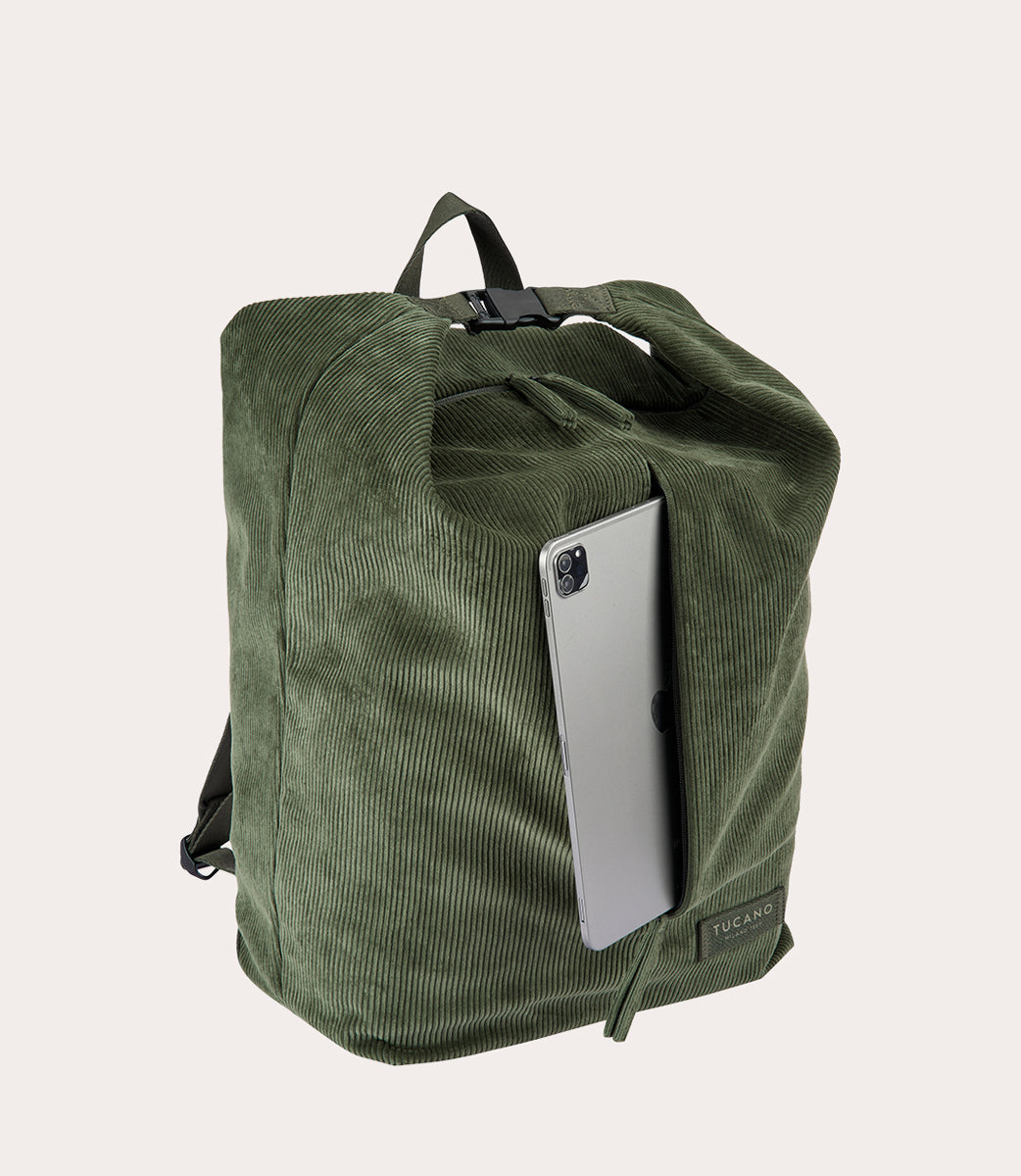 Carry Corduroy Backpack Verde, dettaglio