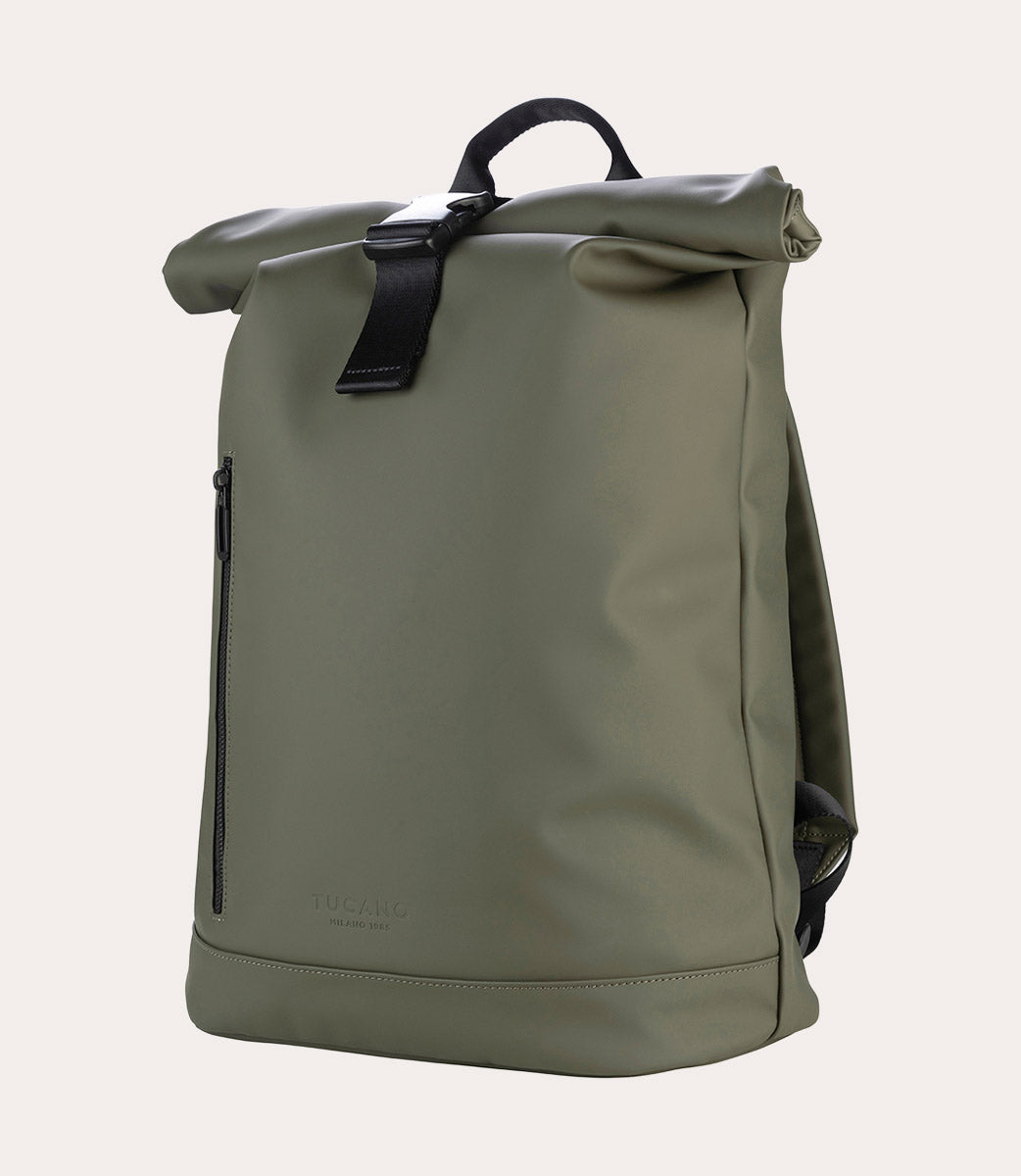 Gommo Rolltop 15.6" Verde militare, vista laterale