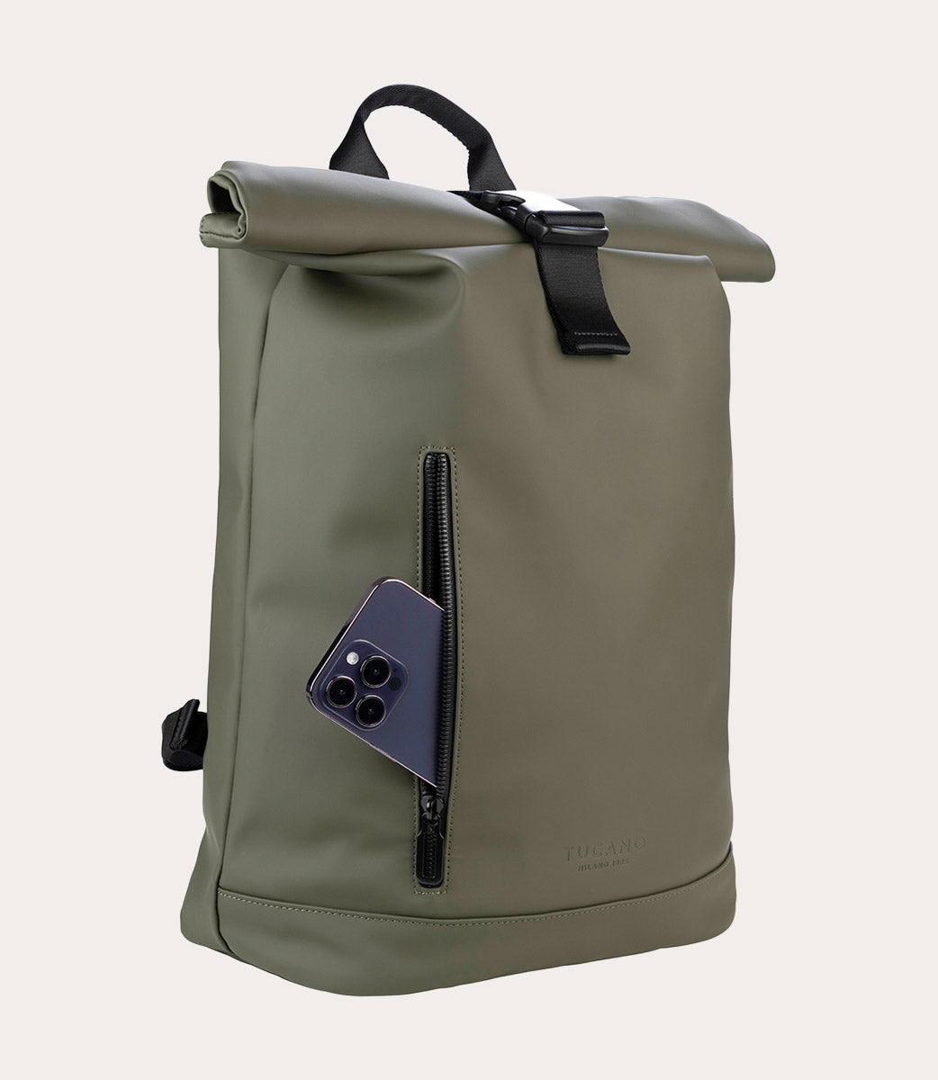 Gommo Rolltop 15.6" Verde militare, dettaglio