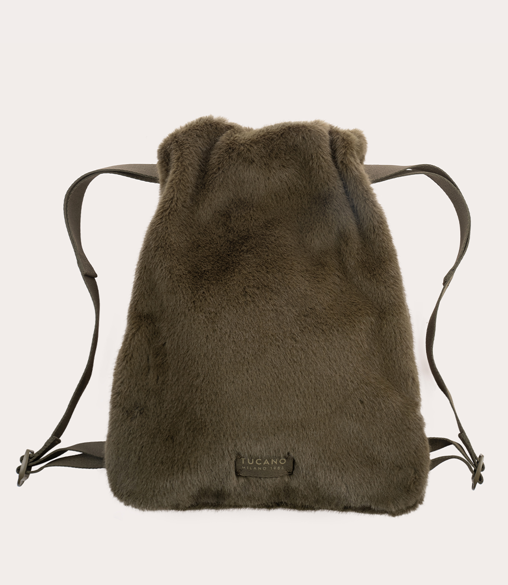 Nina Fur Backpack Verde militare, vista frontale
