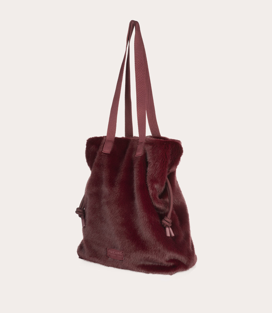 Nina Fur Tote Bag Bordeaux, immagine 2