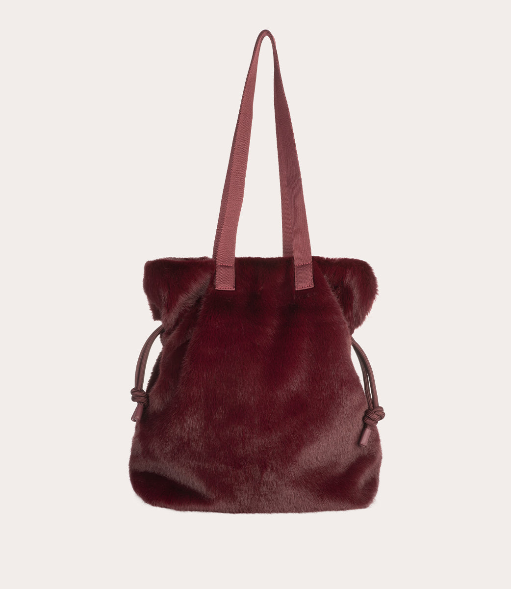 Nina Fur Tote Bag Bordeaux, immagine 3