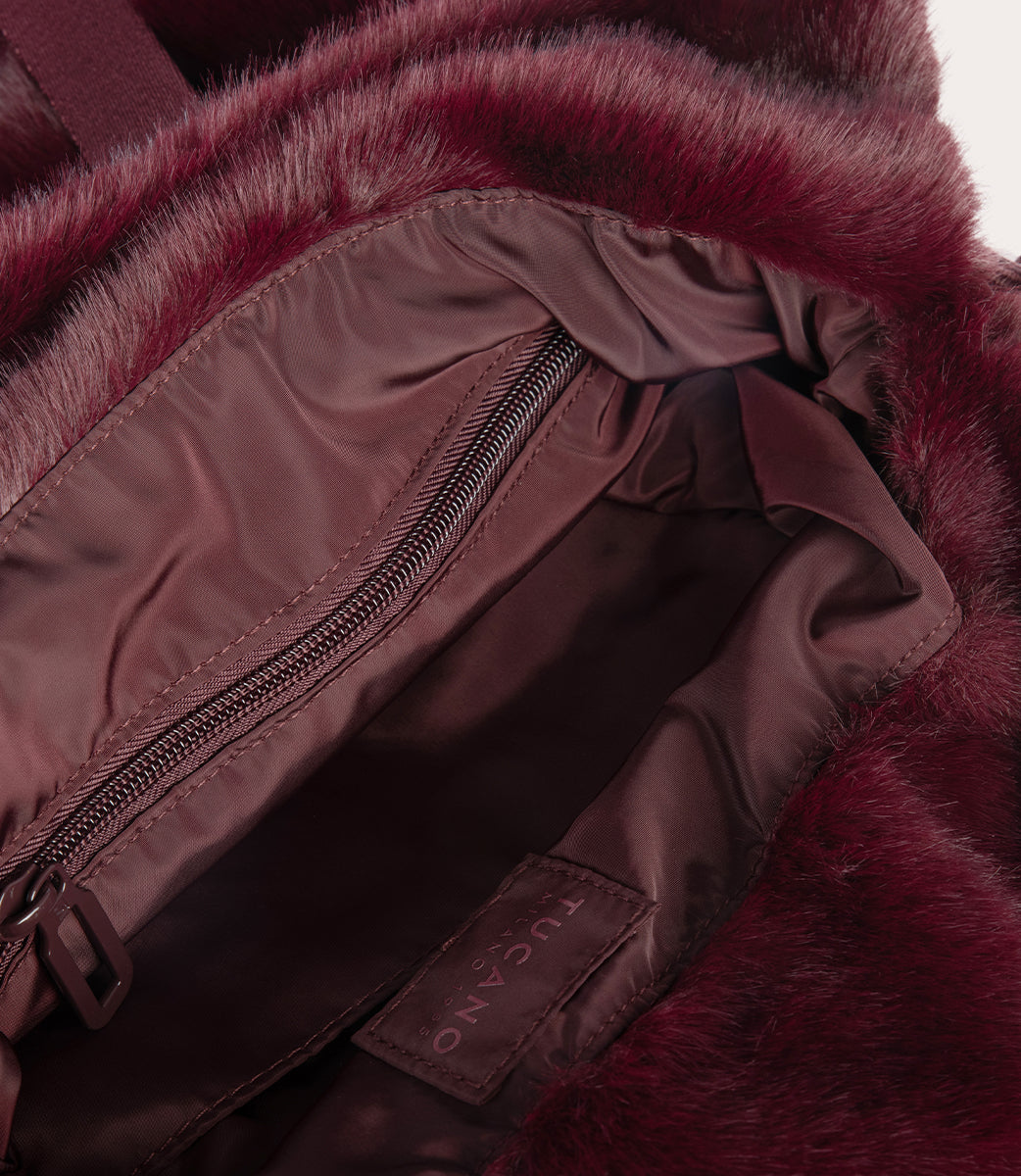 Nina Fur Tote Bag Bordeaux, immagine 6