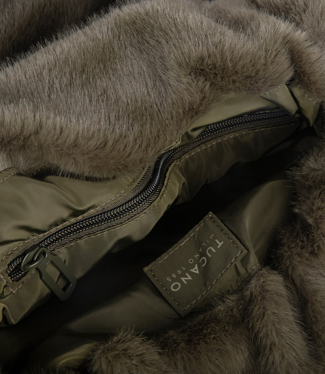 Nina Fur Tote Bag Verde militare, immagine 18