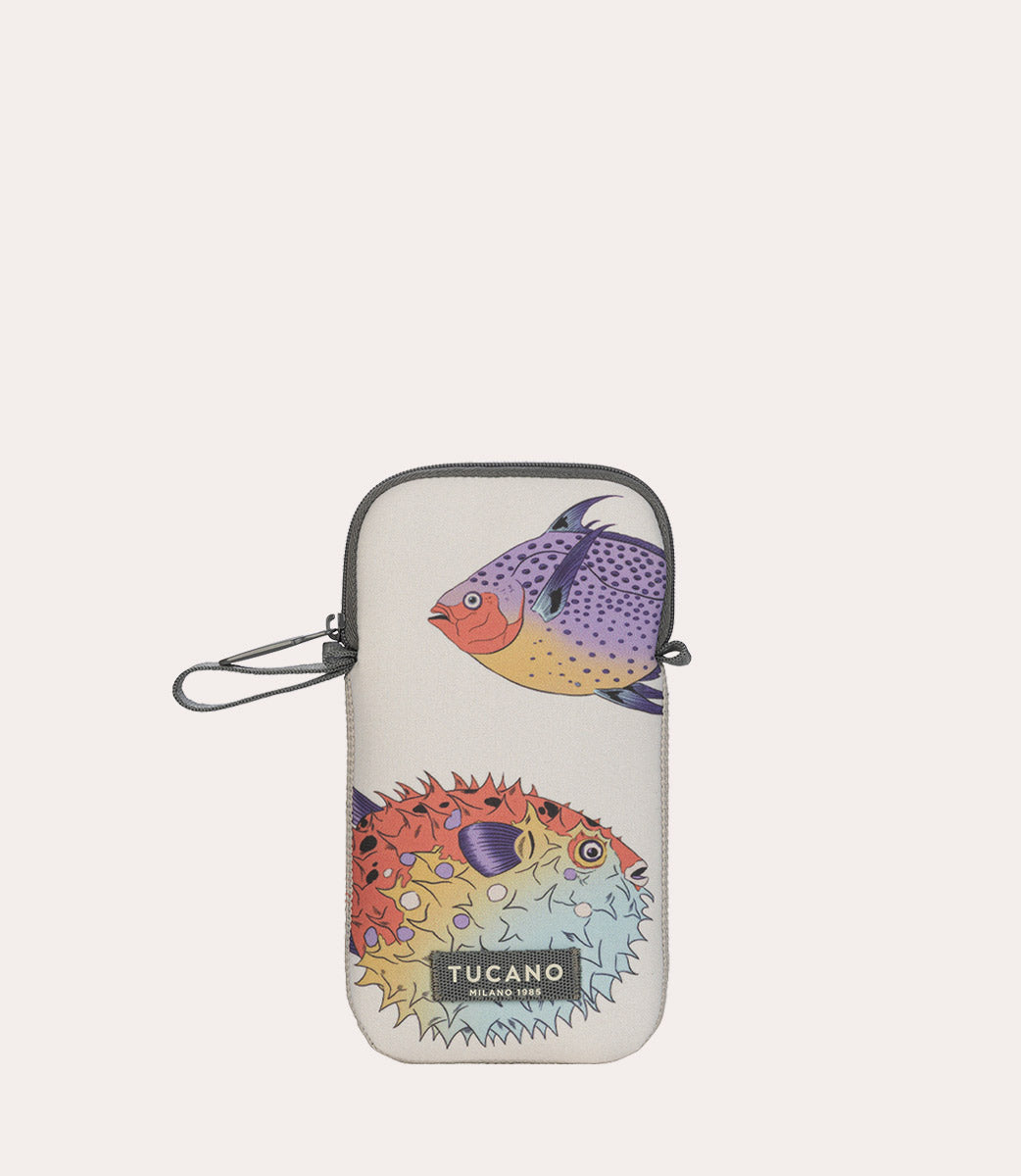 Schizzo Smartphone Pouch Bianco, vista frontale
