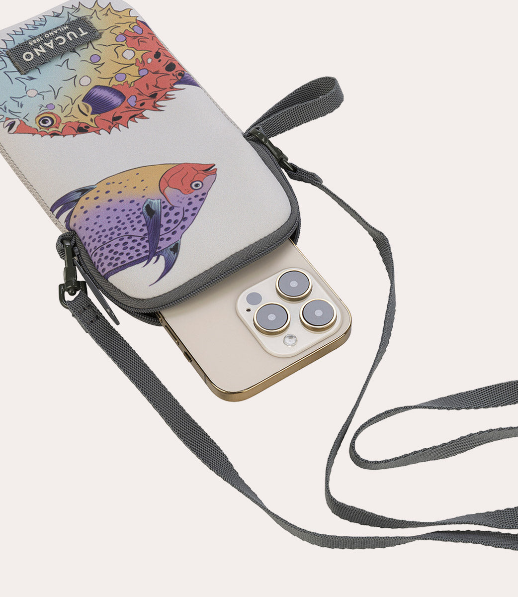 Schizzo Smartphone Pouch Bianco, vista posteriore