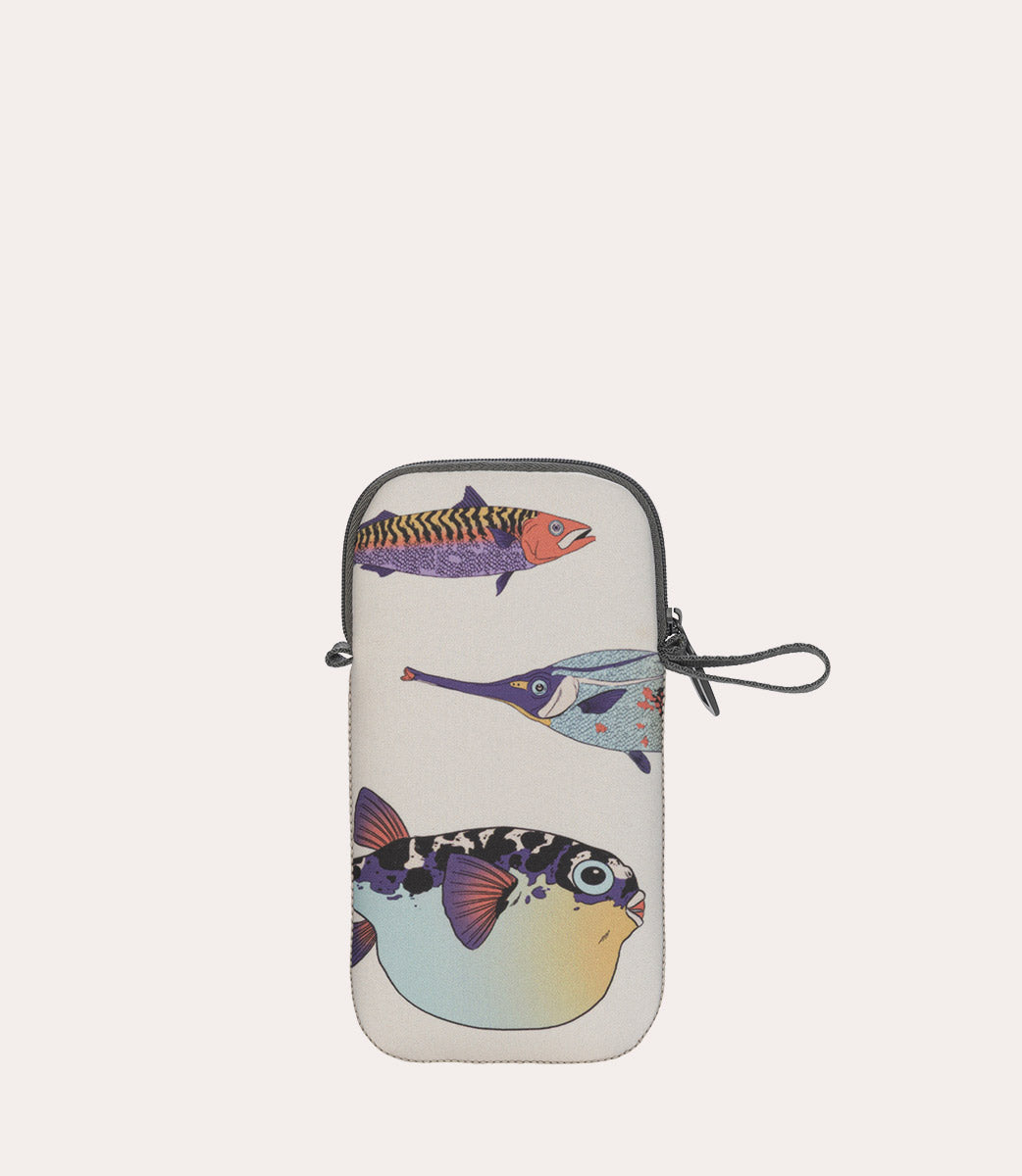 Schizzo Smartphone Pouch Bianco, vista laterale
