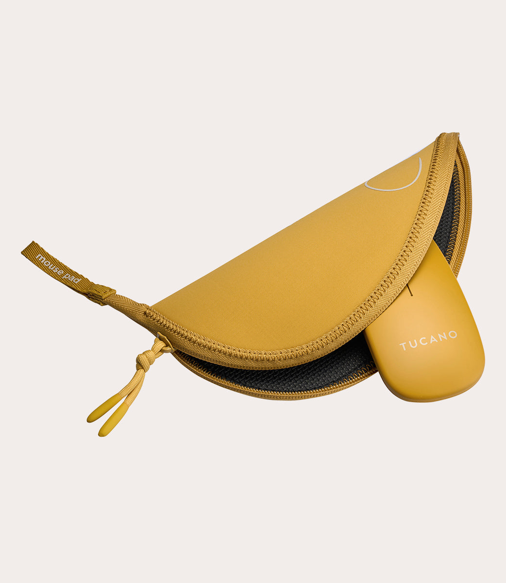 Topo Mouse Pad + Wireless Mouse Giallo, vista laterale