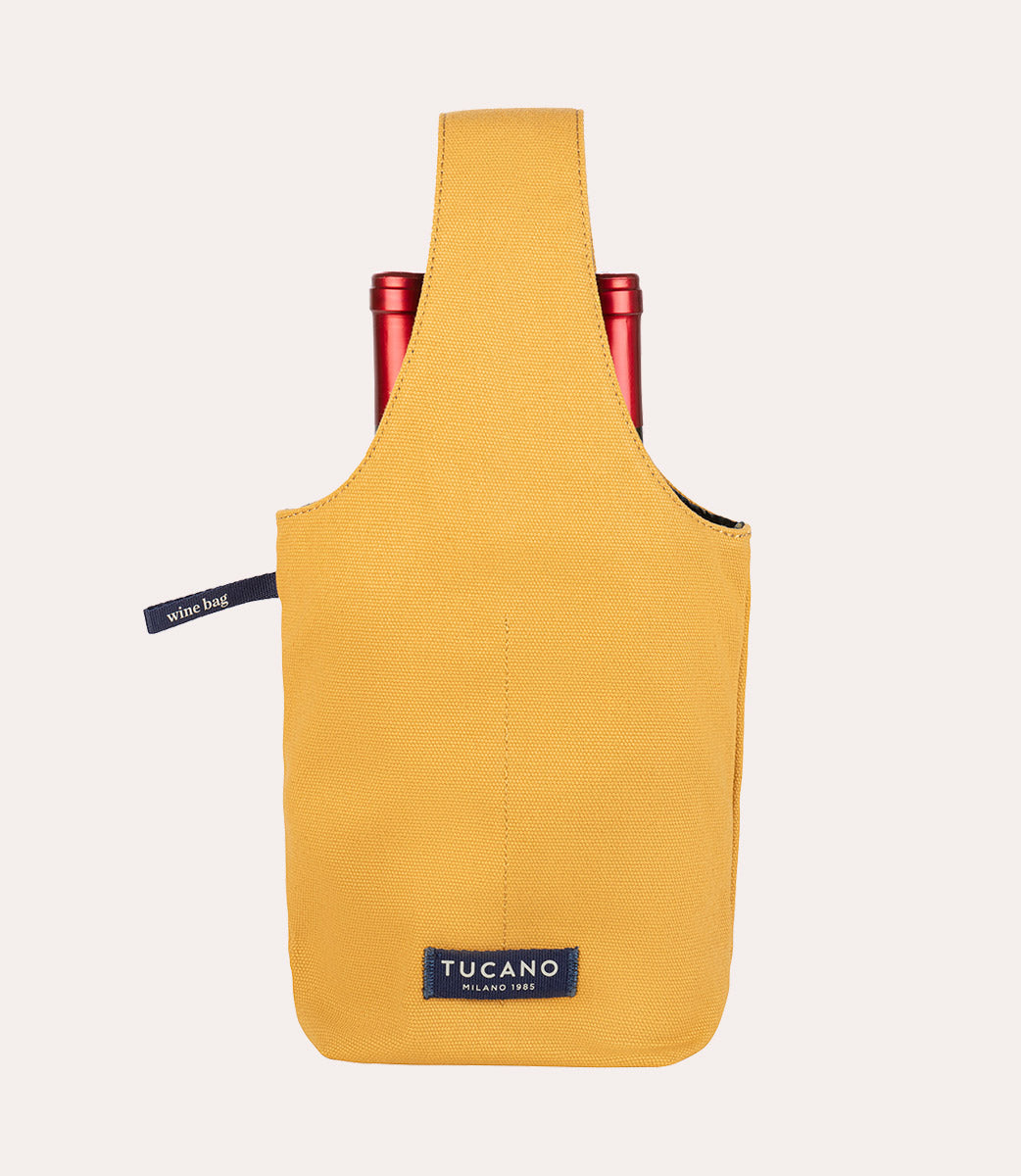 Kitchen Borsa Vino 2 Bottiglie Giallo, vista frontale