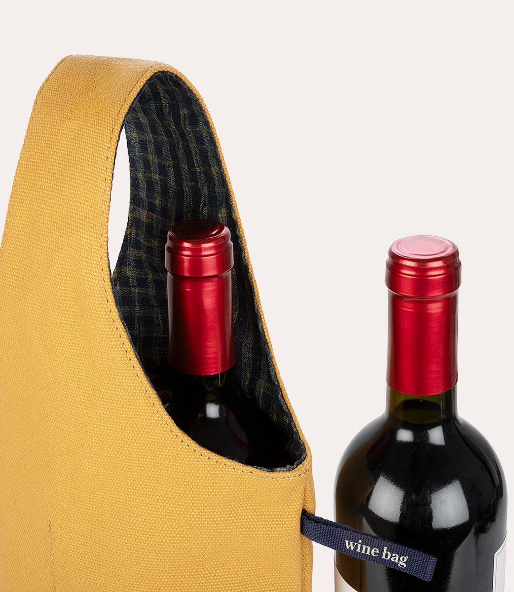Kitchen Borsa Vino 2 Bottiglie Giallo, vista laterale