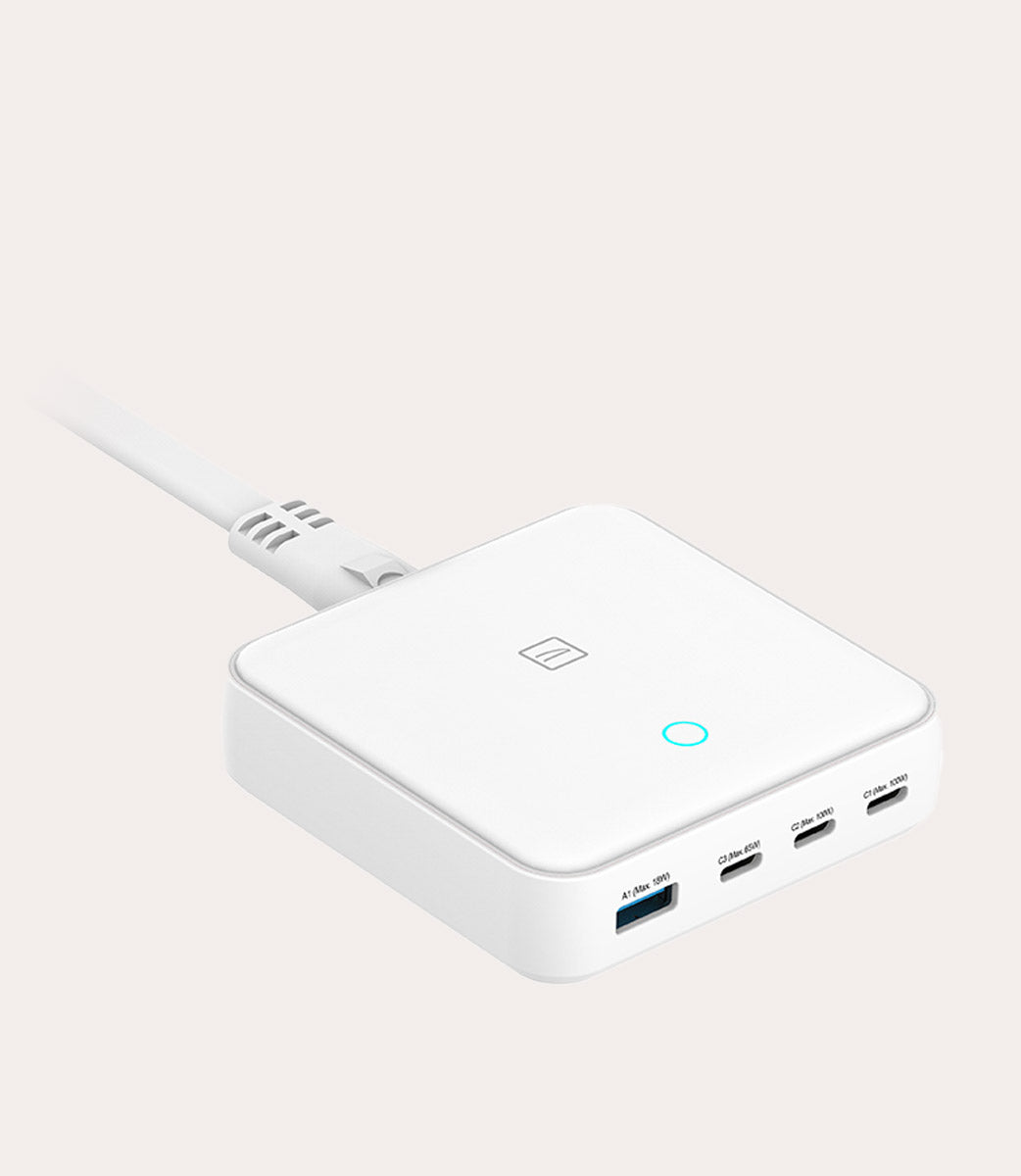 High-speed 100W GaN desktop charger 4 ports Bianco, vista posteriore