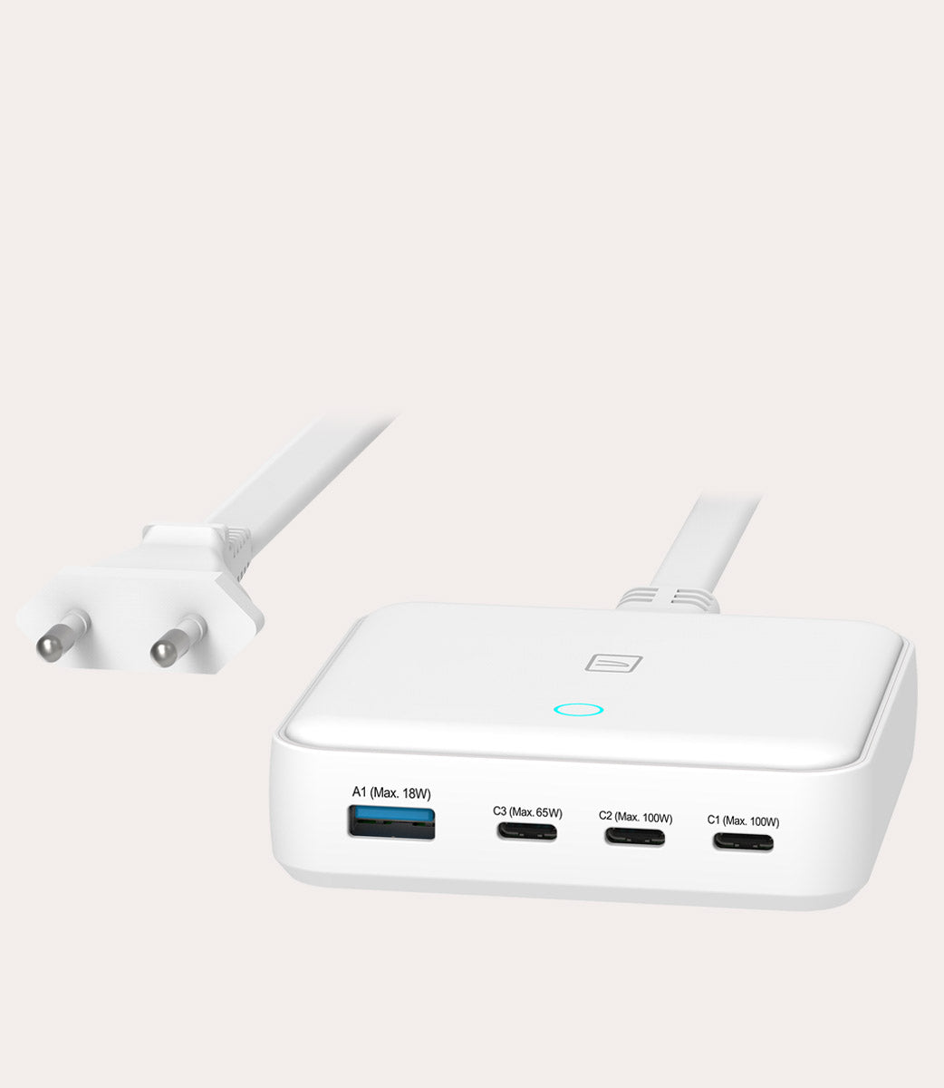 High-speed 100W GaN desktop charger 4 ports Bianco, dettaglio